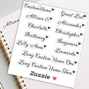 Custom Guest List 12 Names Calligraphy Tiny Heart