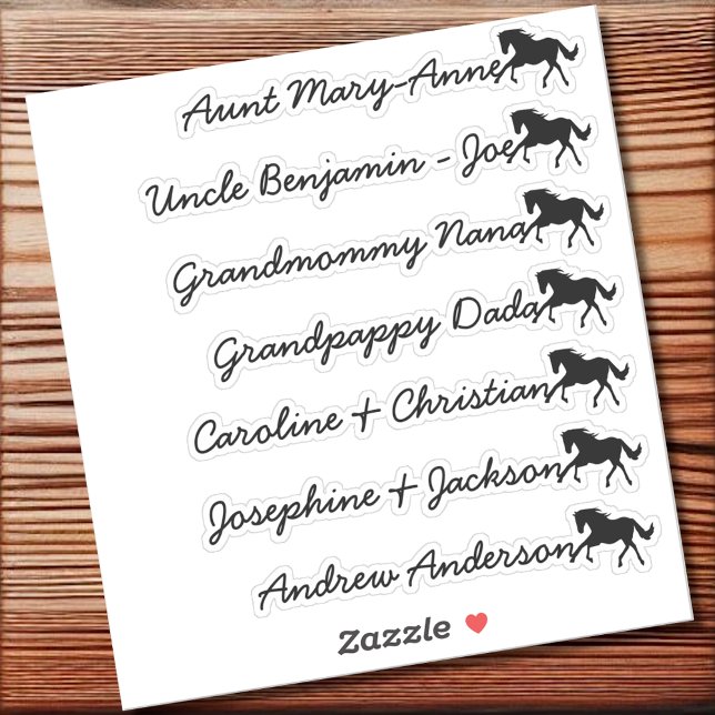 Custom Guest List 7 Names Calligraphy Horse Symbol (Creator Uploaded)