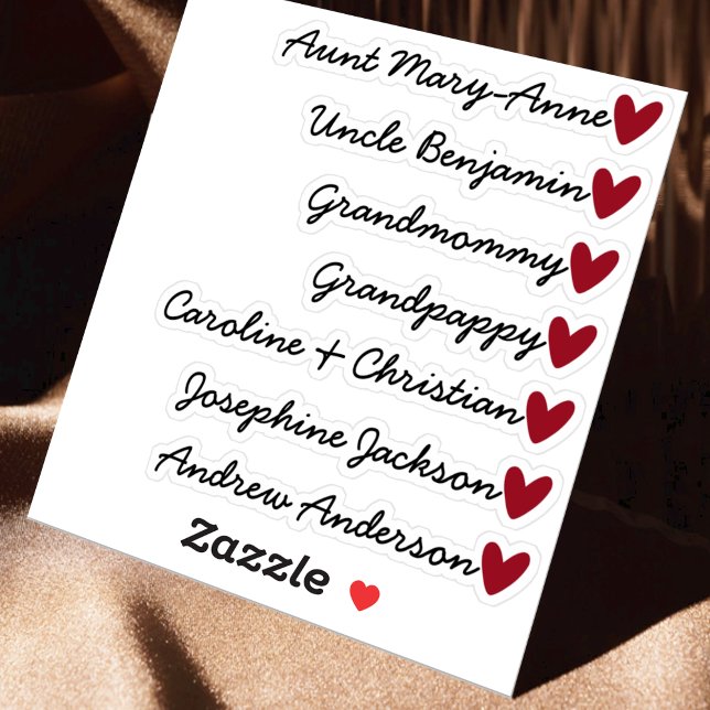 Custom Guest List 7 Names Calligraphy Red Heart (Creator Uploaded)
