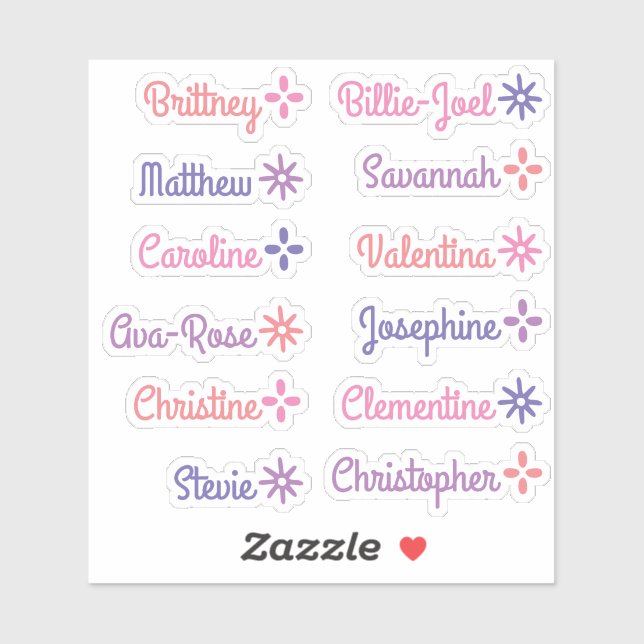 Custom Guest List Names Cute Stars Handlettering  (Sheet)