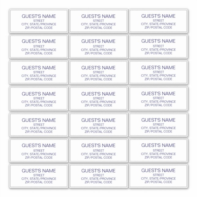 Custom Guests Address Labels Navy Blue (Front)