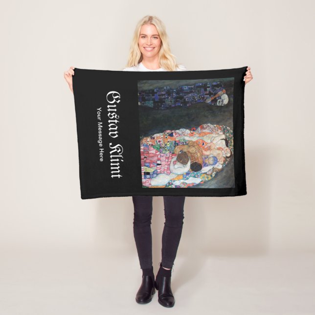 Custom Gustav Klimt Death and Life famous Fleece Blanket (In Situ)