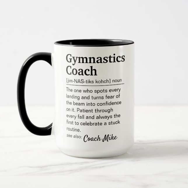 Custom Gymnastics Coach Definition Appreciation Mug (Left)