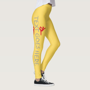 Custom Gymnastics Name Design Over Mustard Yellow Leggings