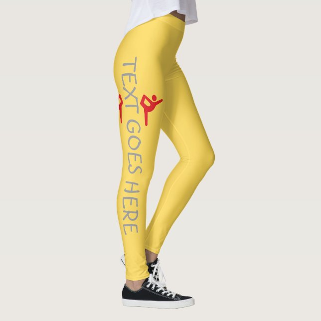 Custom Gymnastics Name Design Over Mustard Yellow Leggings (Right)