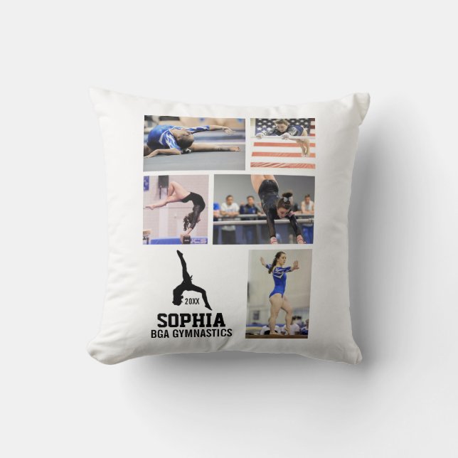 Custom Gymnastics Photo Collage Name Team Year Cushion (Front)