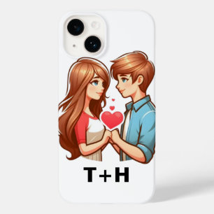 "Custom H & T Monogram in a Romantic Heart Design" Case-Mate iPhone 14 Case