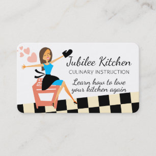 Custom hair colour woman cooking class chef business card