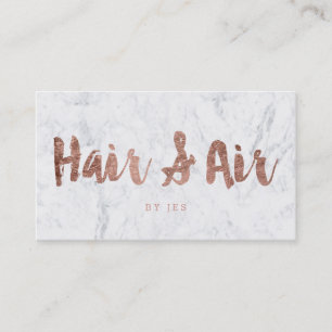 Custom Hair modern rose gold typography marble Business Card