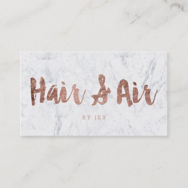 Custom Hair modern rose gold typography marble Business Card (Front)