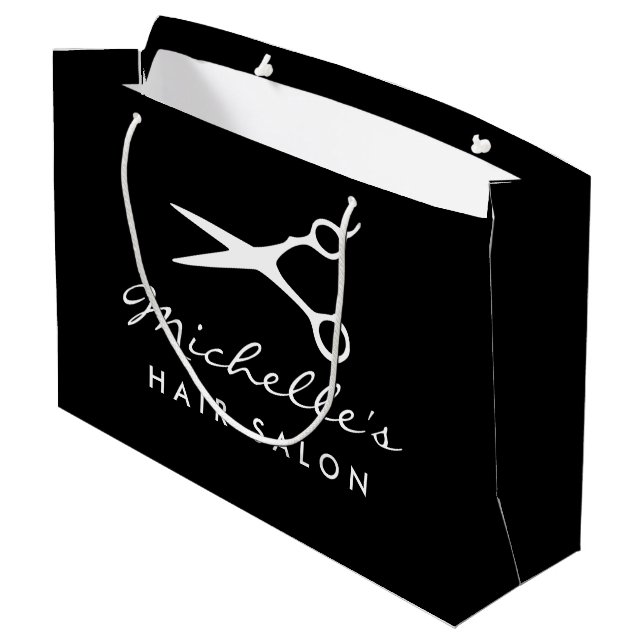 Custom hair salon gifts bags for beauty products (Back Angled)