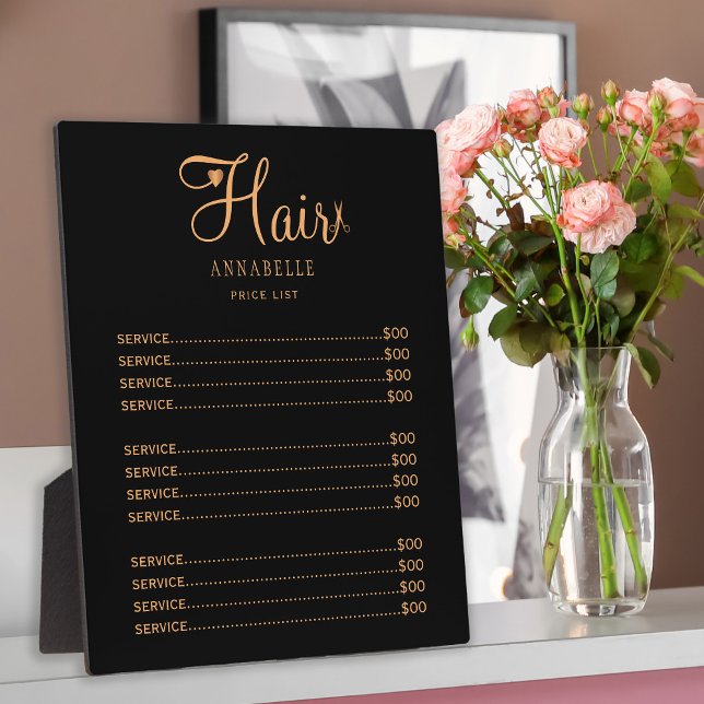 Custom hair salon logo price list plaque (Creator Uploaded)