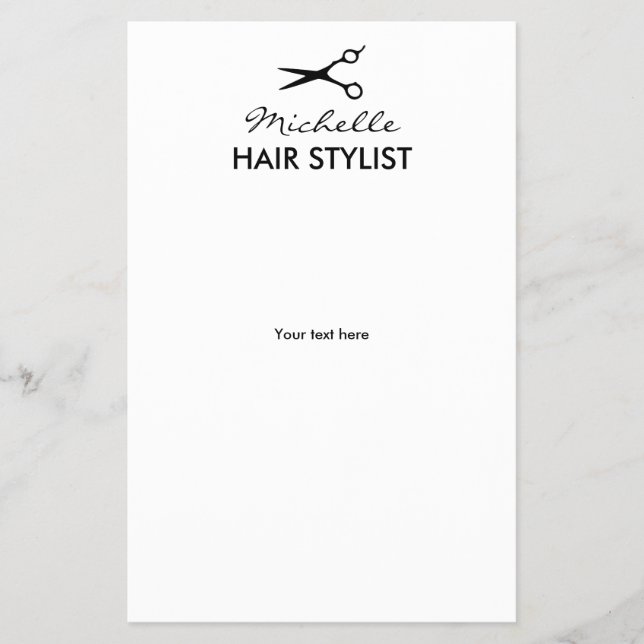 Custom hairdresser flyers for hairstylist or salon (Front)
