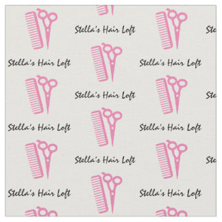 Custom Hairdresser Pink Scissor Comb Fabric