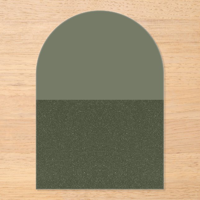 Custom Half Speckled Moss Arch Acrylic Invitation (Front)