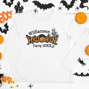 Custom Halloween Annual Party Skeleton Long Sleeve T-Shirt