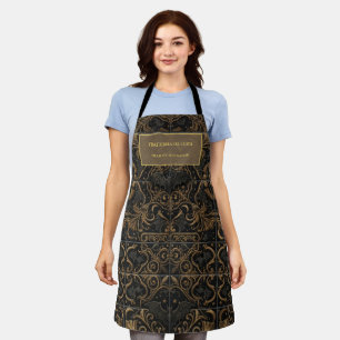 Custom Halloween Apron Gothic Gold Bat