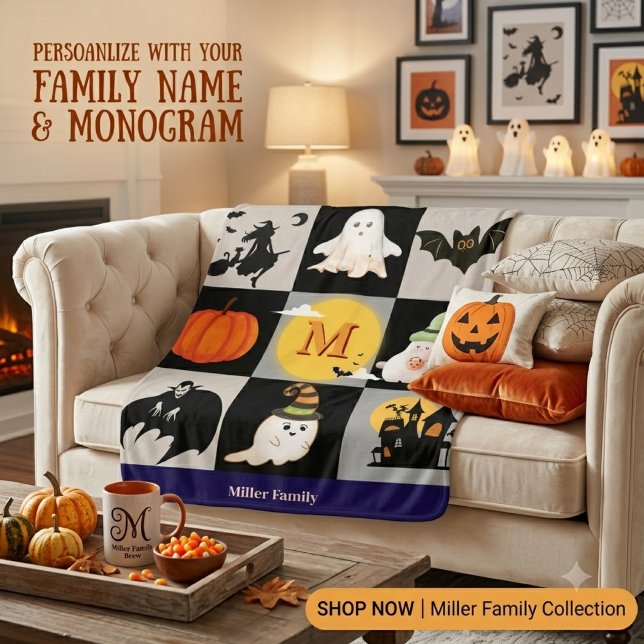 Custom Halloween Blanket with Name Monogram,  (Creator Uploaded)