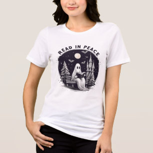 Custom Halloween Book Lover Ghost T-Shirt – Perfec Tri-Blend Shirt