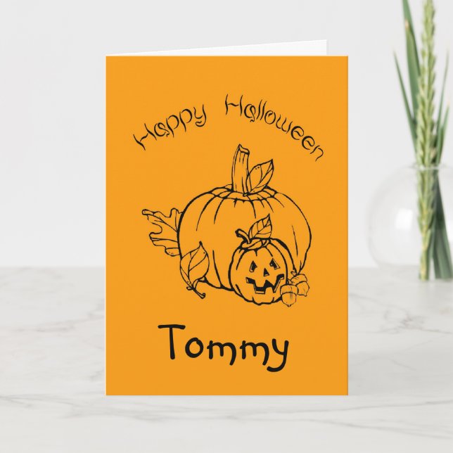 Custom Halloween Card With Pumpkins (Front)