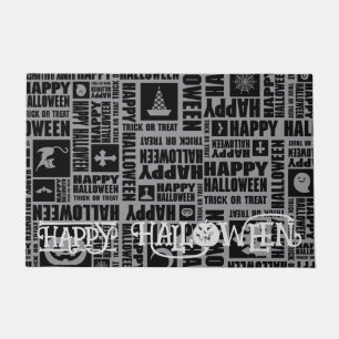 Custom Halloween Cute Spooky Whimsical Black Doormat