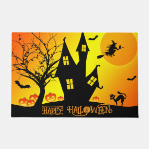Custom Halloween Cute Spooky Whimsical Orange Doormat
