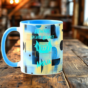 Custom Halloween - Electric Cyan Bat Night Roast Mug