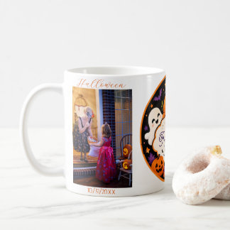 Custom Halloween Family 2 Photo Name Year Coffee Mug