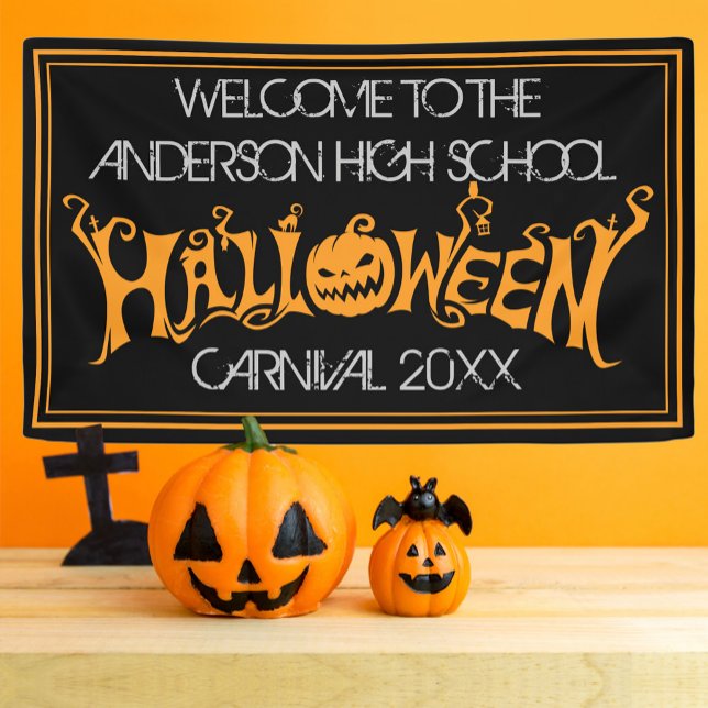 Custom Halloween Haunted House Carnival Black Banner (Creator Uploaded)