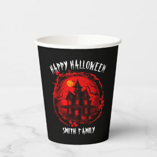 CUSTOM HALLOWEEN HAUNTED HOUSE FAMILY PARTY PAPER CUPS