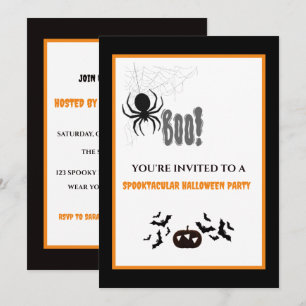 Custom Halloween Invite Spooky Spider Pumpkin