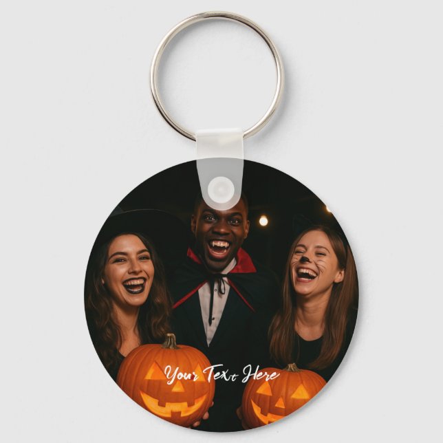 Custom Halloween Keychain – Add Photo & Text (Front)