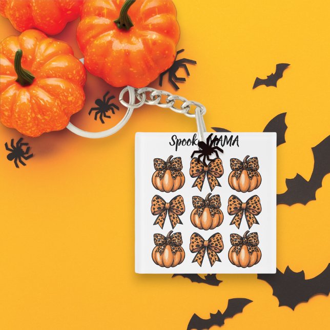 Custom Halloween Leopart Bow Pumpkin Coquette Key Ring (Custom Halloween Leopart Bow Pumpkin Coquette Keychain)