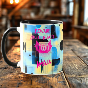 Custom Halloween - Neon Pink Bat Night Roast Mug