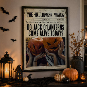 Custom Halloween Newspaper Wall Art Jack O'Lantern