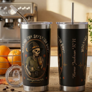 Custom Halloween Nurse Working the Skeleton Insulated Tumbler
