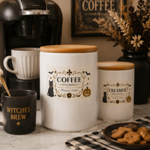 Custom Halloween Parisian Bistro Mosaic Pantry Food Label
