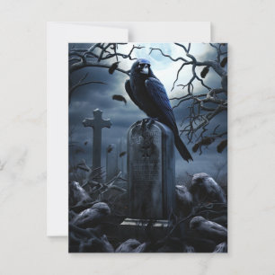 Custom Halloween Party Gothic Raven Graveyard Postcard