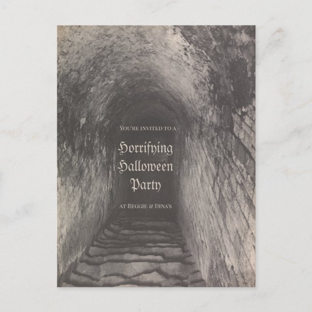 Custom Halloween party invitation vintage photo Postcard (Front)