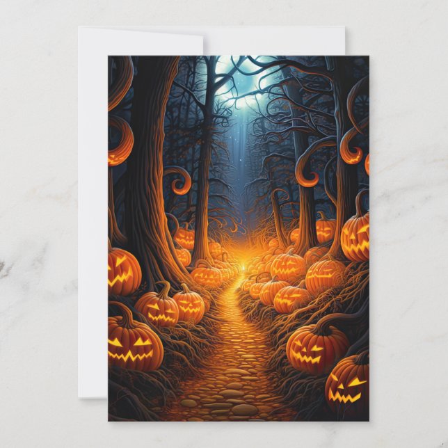 Custom Halloween Party Pumpkin Creepy Forest Invitation (Front)