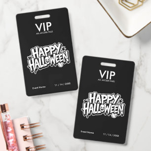 Custom Halloween Party VIP All Access Pass Elegant ID Badge