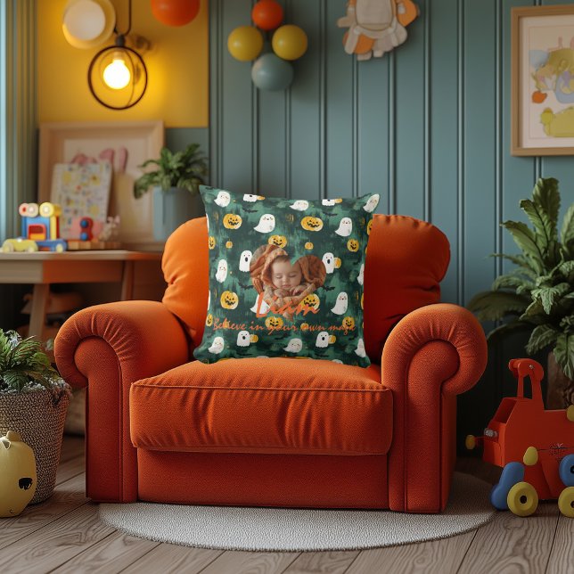 Custom Halloween Pillow with Name and Photos (Creator Uploaded)