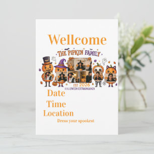 Custom Halloween Pumpkin Family Photo Frame T-Shir Invitation