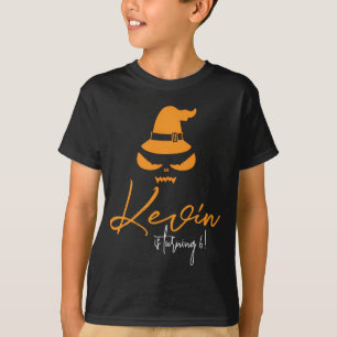 Custom Halloween Pumpkin Witch Hat Birthday T-Shirt