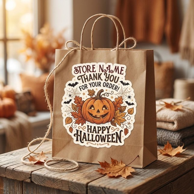 Custom Halloween Small Business Thank You Square Sticker (Creator Uploaded)