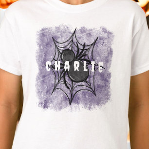 Custom Halloween Spooky Black Spider Web T-Shirt