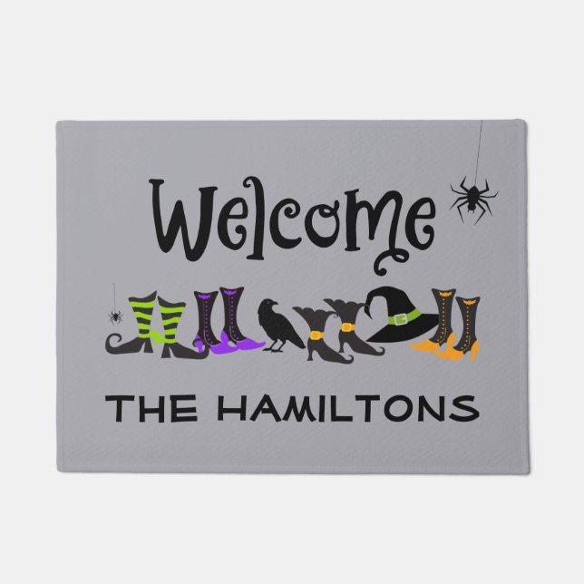 Custom Halloween Welcome Mat With Family Name (Front)