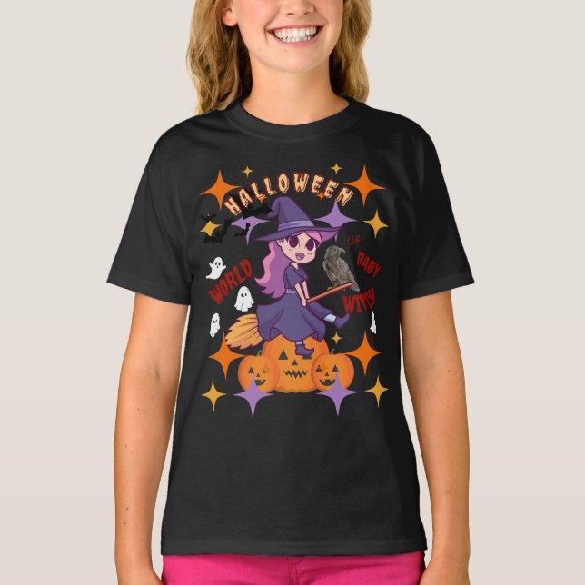 Custom Halloween World of Baby Witch T-Shirt (Front)