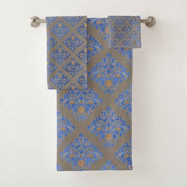 CUSTOM HAMPTON CHARCOAL BLUE BATHROOM TOWEL SET (Insitu)