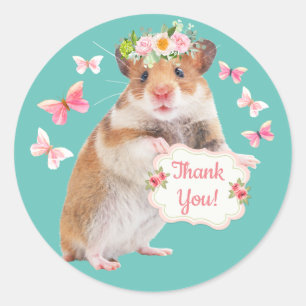 Custom Hamster/Mouse Thank You Classic Round Sticker